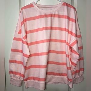 Oversized Boutique Sweatshirt Pink Stripes New Size Small